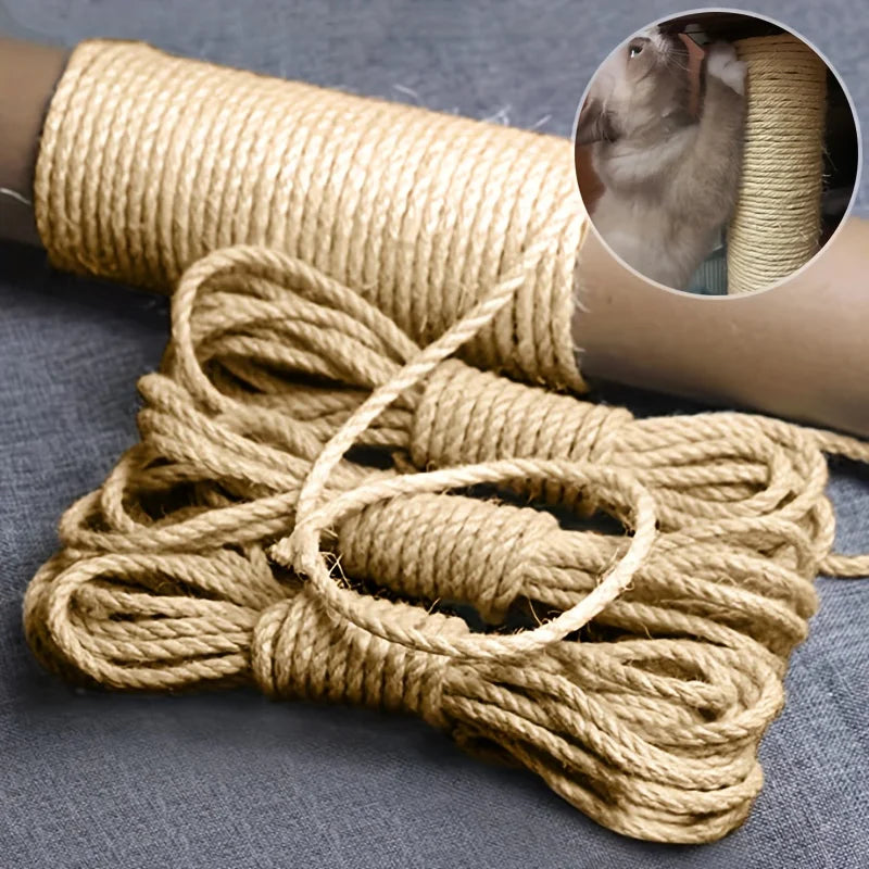 Natural Sisal Rope for Cat Scratching Posts - 10m/20m/50m DIY Cat Scratcher Repair & Furniture Protection