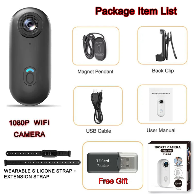 WiFi Pet Collar Camera - 4K Ultra HD Action Camera with Magnetic Mount & App Control