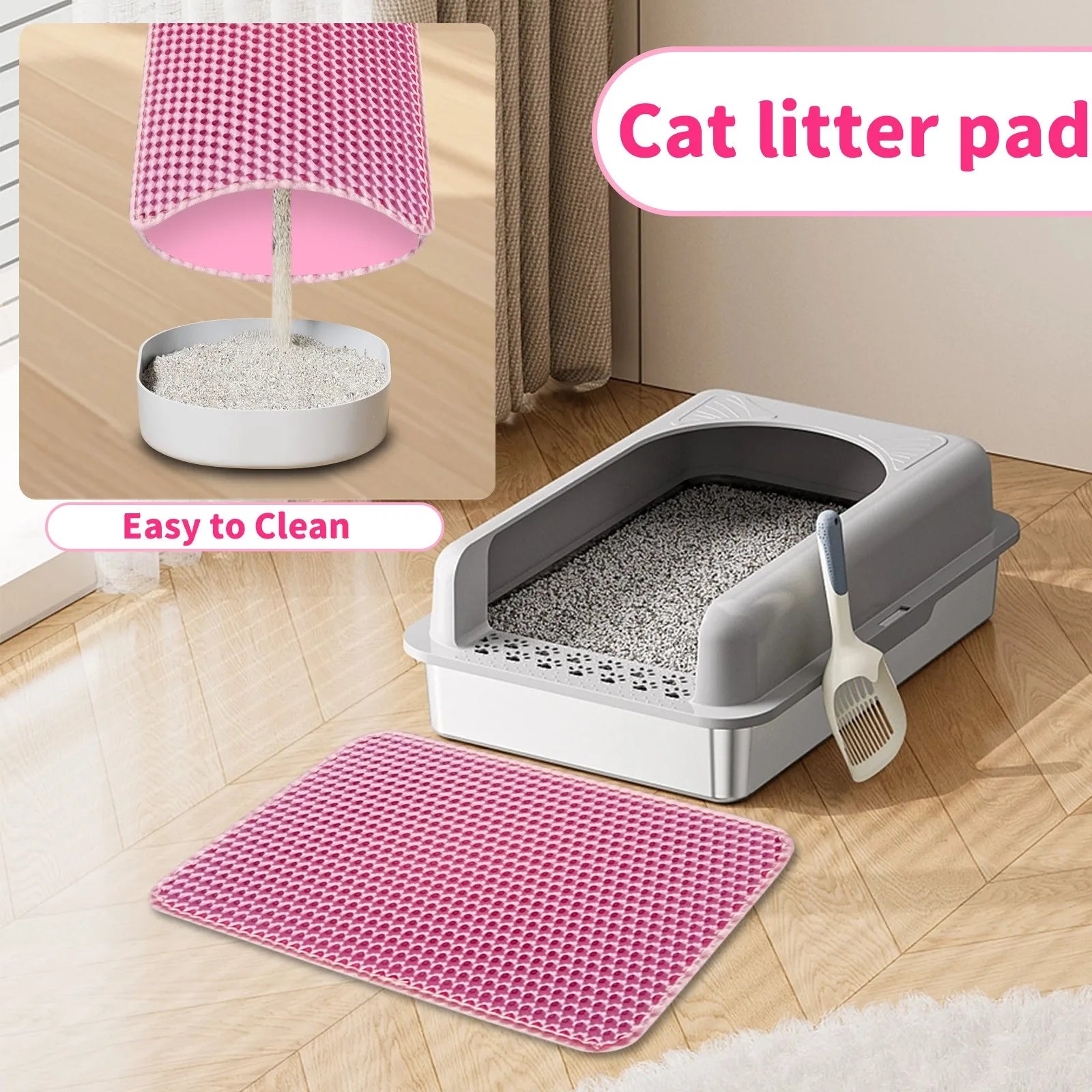Premium Double-Layer Cat Litter Mat - Non-Slip Honeycomb Design with Superior Tracking Control