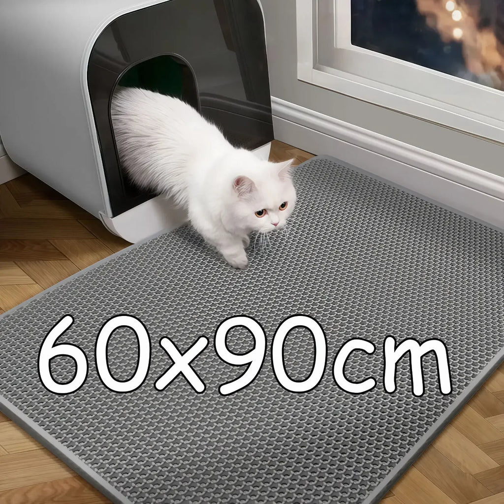 Double Layer Waterproof Cat Litter Mat 60x90cm - Anti-Slip Honeycomb Design with Easy Clean Technology