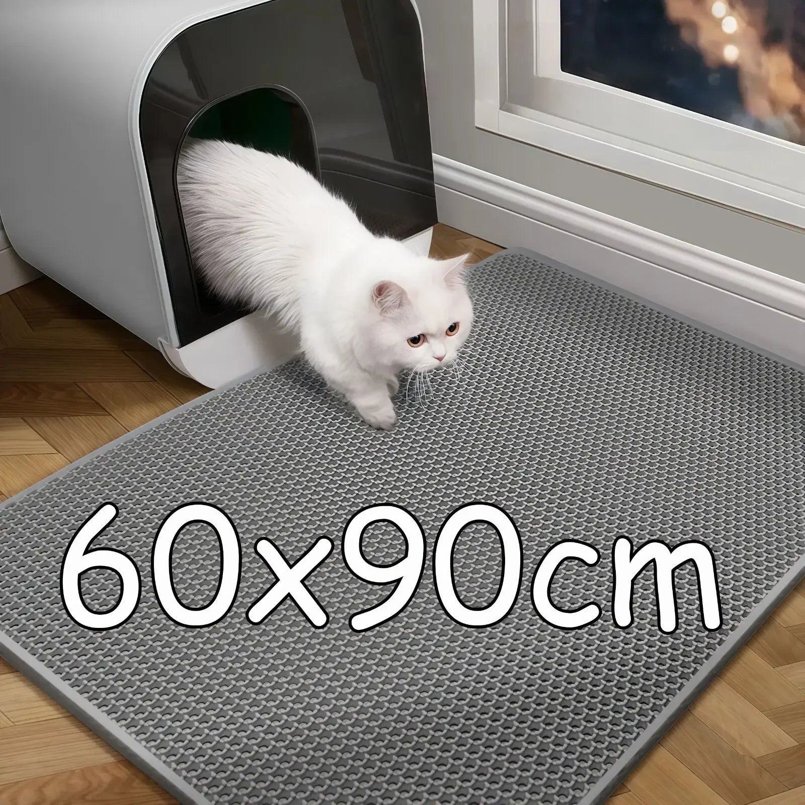 Double Layer Waterproof Cat Litter Mat 60x90cm - Anti-Slip Honeycomb Design with Easy Clean Technology
