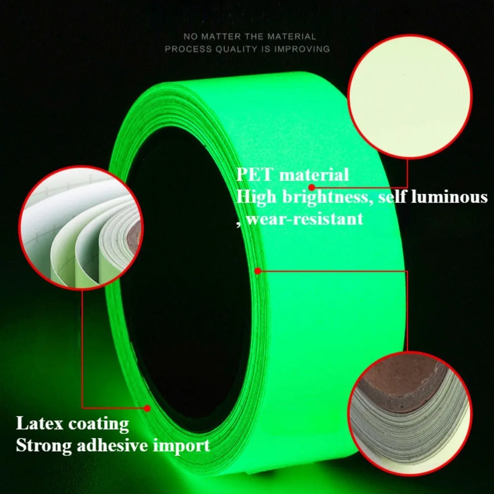 Glow-in-the-Dark Safety Tape for Cats - Luminous Anti-Slip Stair Markers & Home Warning Strips