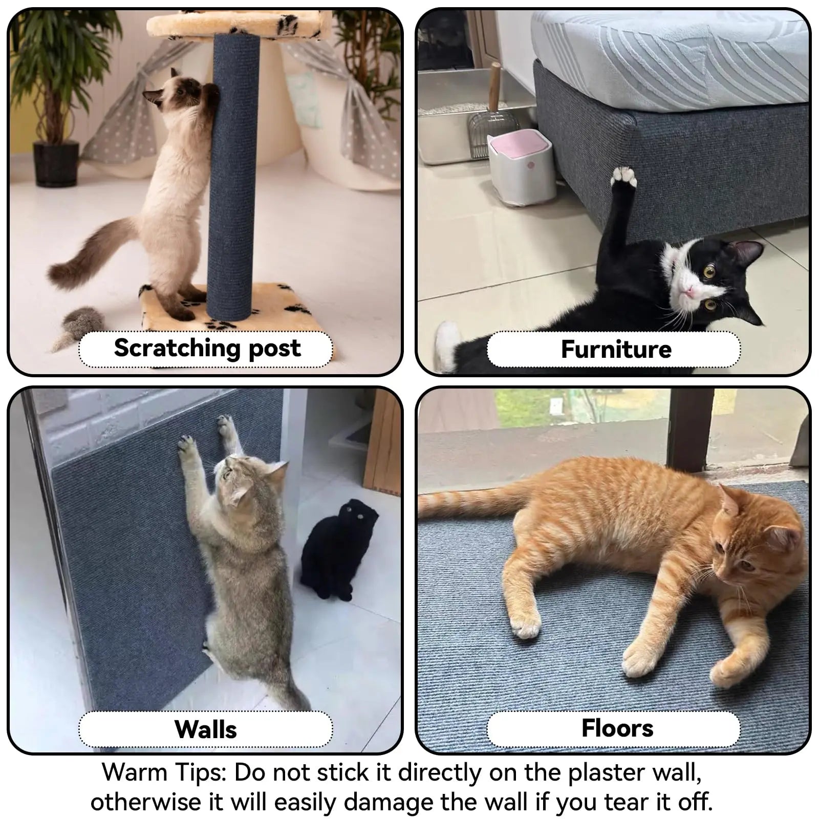 Self-Adhesive Cat Scratch Protection Mat - Furniture Guard for Sofas & Carpets | Trimmable Roll