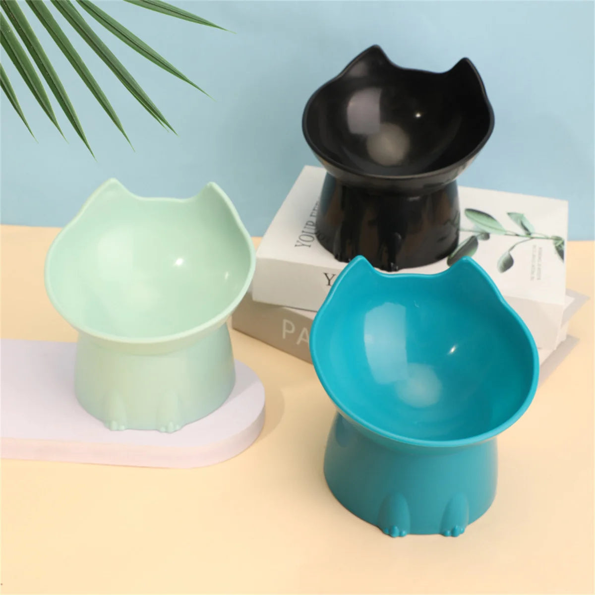 Ergonomic Raised Cat Bowl - Anti-Tip Tilted Feeding Dish for Comfortable Dining & Neck Protection