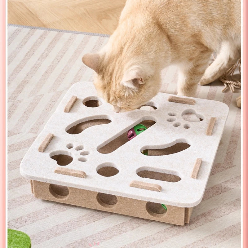 Interactive Cat Puzzle Toy - Multi-Level Hunting Game with Felt Surface & Multiple Play Modes