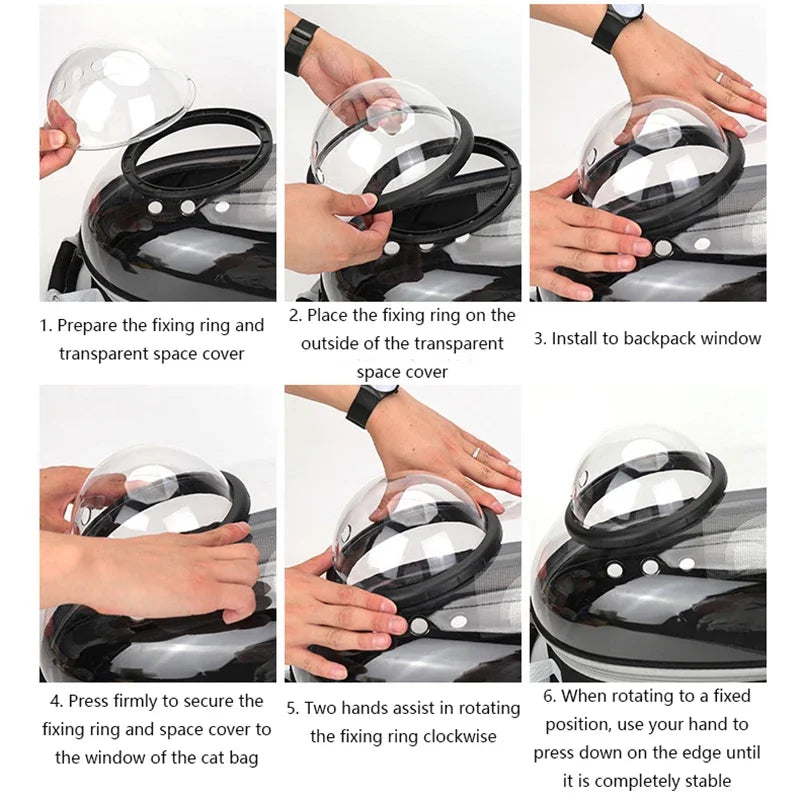 Transparent Space Capsule Cat Backpack - Breathable Pet Carrier with Panoramic Window & Ventilation System