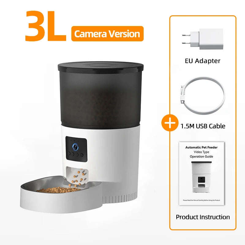 ROJECO Smart Automatic Cat Feeder with Camera – Voice Recording & Remote Control Pet Food Dispenser for Cats and Dogs