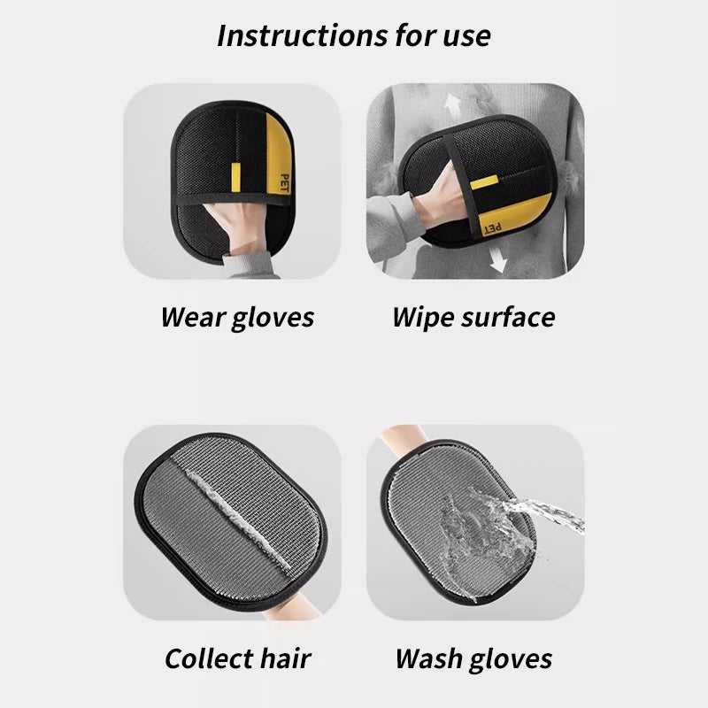 Professional Pet Grooming Gloves - Dual-Sided Hair Removal & Massage Tool for Cats