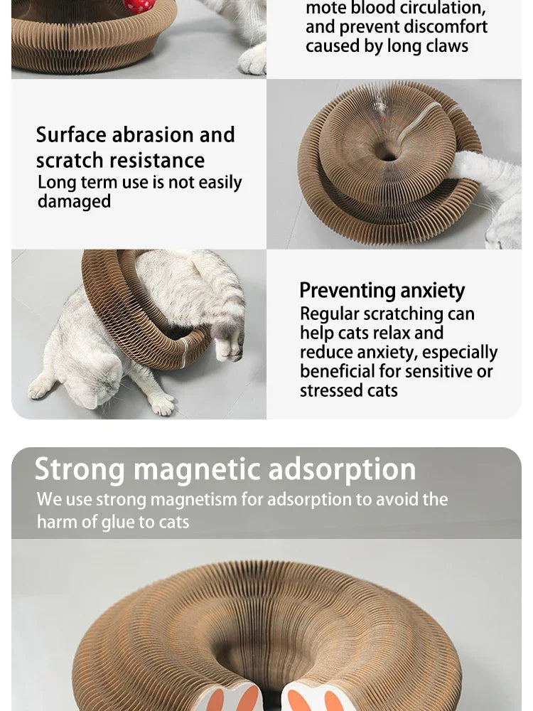 Transformable Cat Scratching Board - Magnetic Corrugated Cardboard Scratcher with Interactive Bell