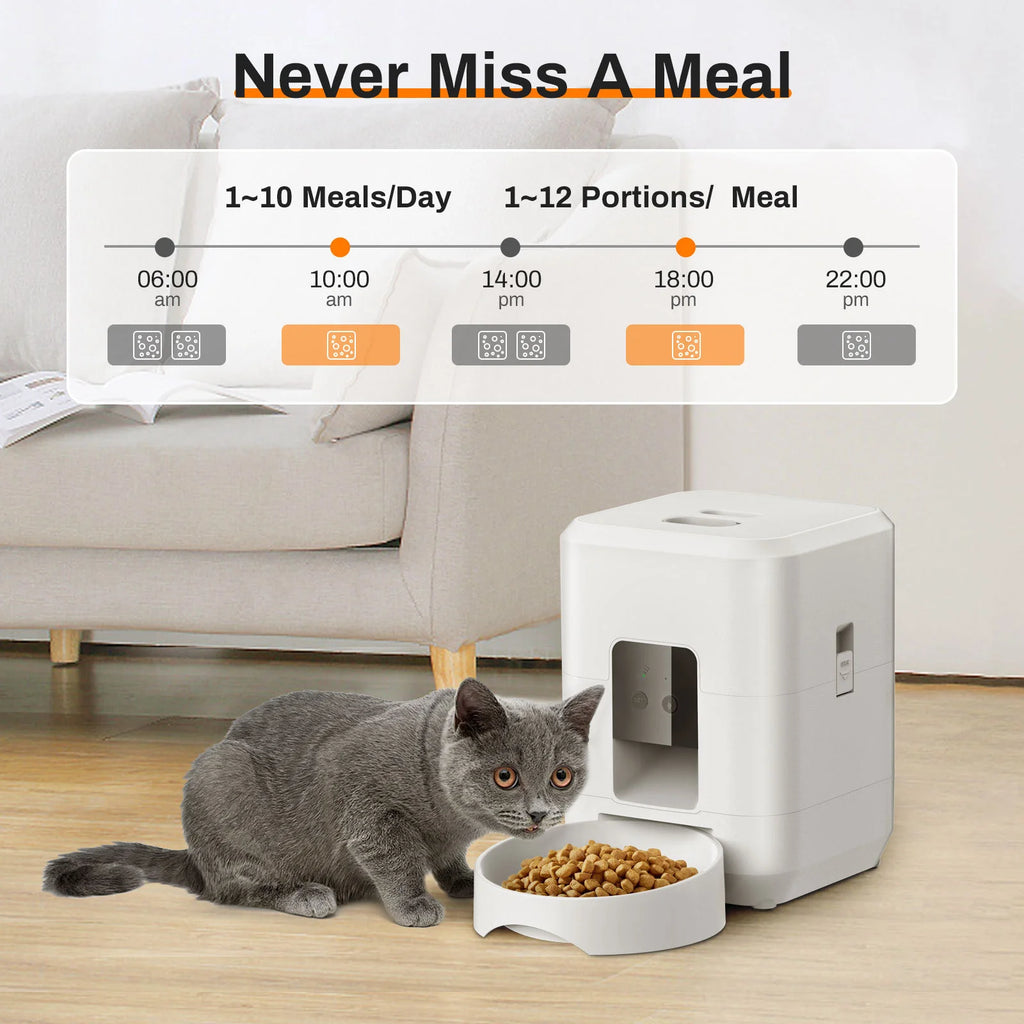 WiFi Smart Automatic Pet Feeder - 2L App-Controlled Cat & Dog Food Dispenser with Scheduled Feeding