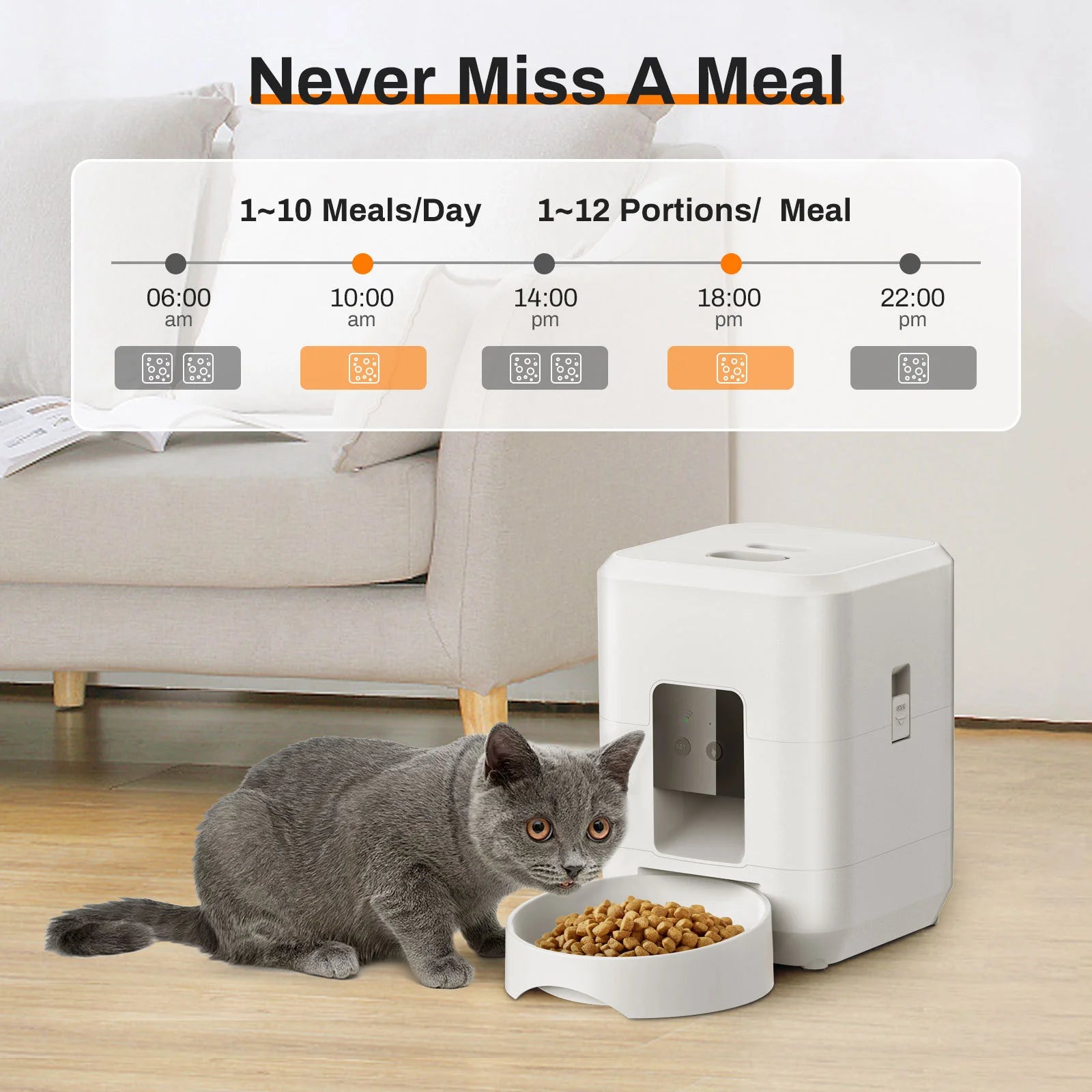 WiFi Smart Automatic Pet Feeder - 2L App-Controlled Cat & Dog Food Dispenser with Scheduled Feeding