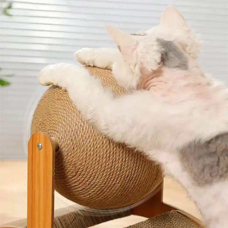 Multi-Functional Cat Scratching Arch with Interactive Ball - Natural Sisal & Wood Scratcher