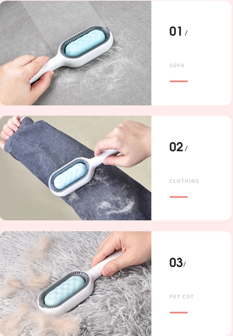 Double-Sided Cat Hair Removal Brush with Cleaning Wipes