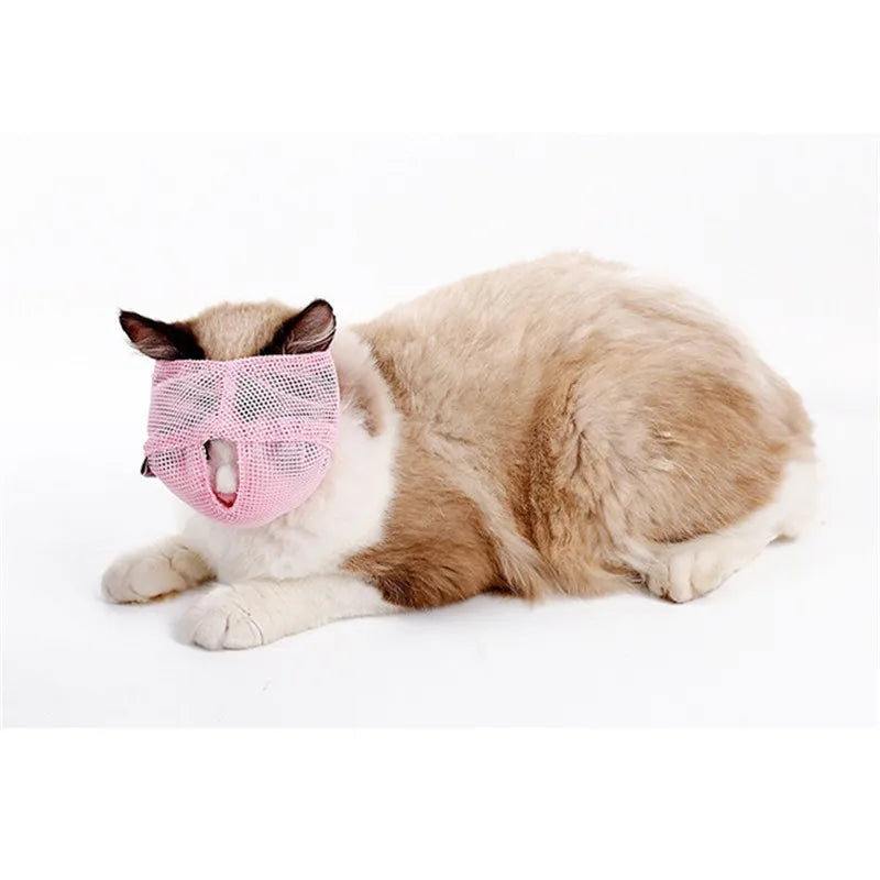 Cat Grooming Muzzle Bag - Breathable Mesh Restraint for Bathing, Nail Trimming & Vet Visits