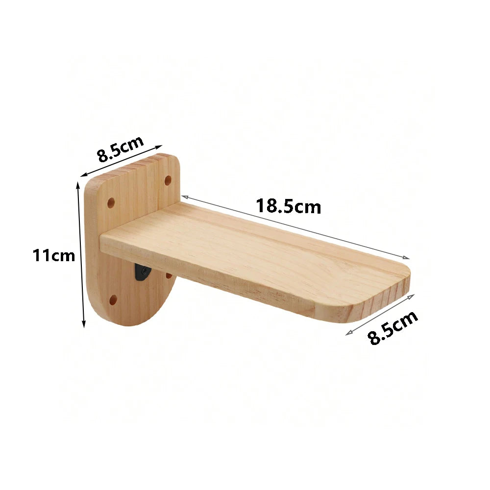 Modular Cat Wall Climbing System - Natural Wood Wall-Mounted Shelves, Steps & Hideaways
