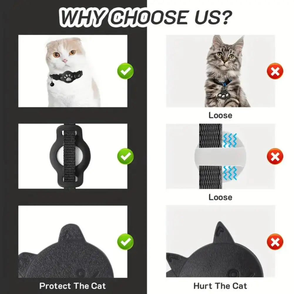 GPS Cat Collar Tracker with Real-Time Location - Adjustable Reflective Safety Collar for Cats and Kittens