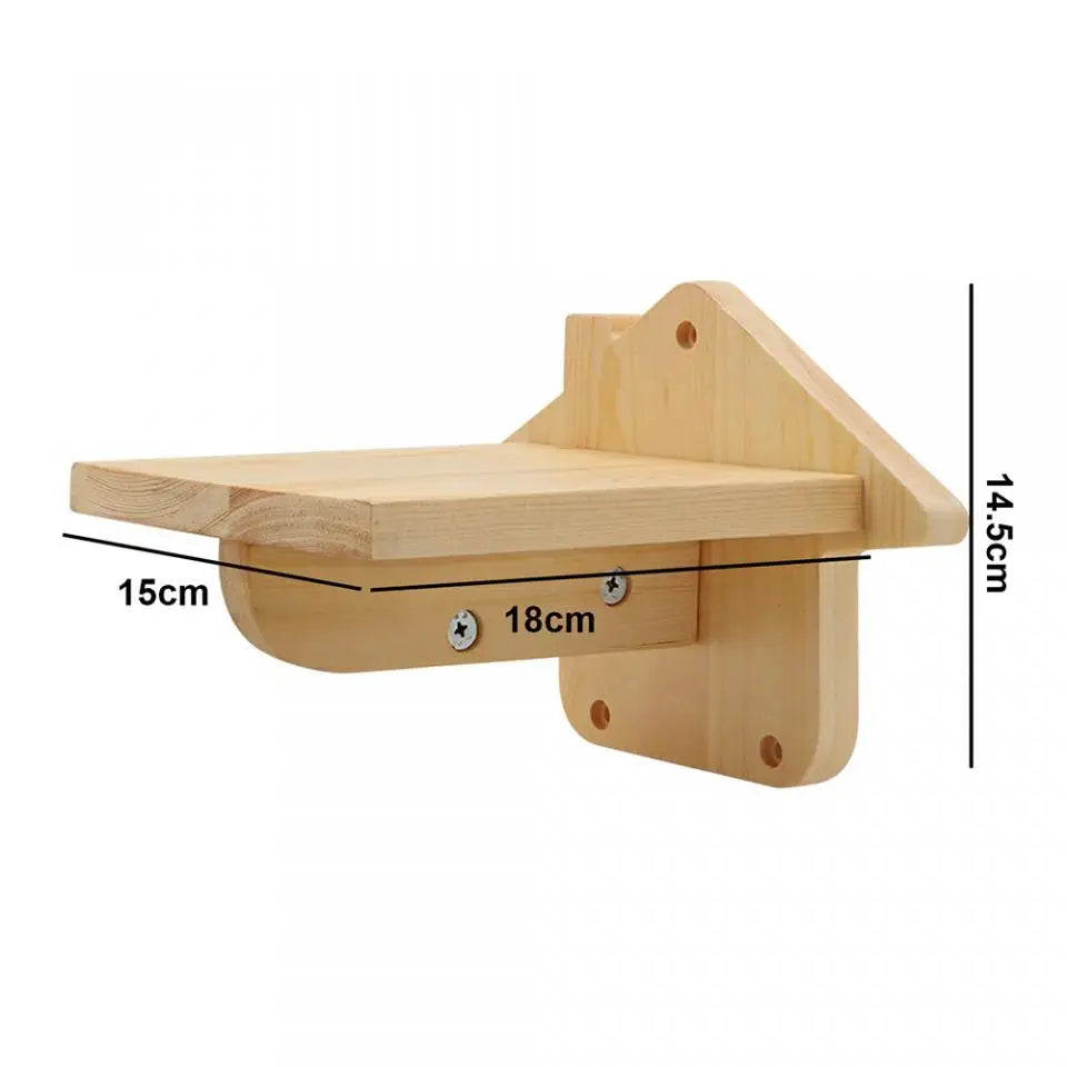 Wooden Cat Wall Climbing System - Modular Shelves & Scratching Posts with Sisal Rope