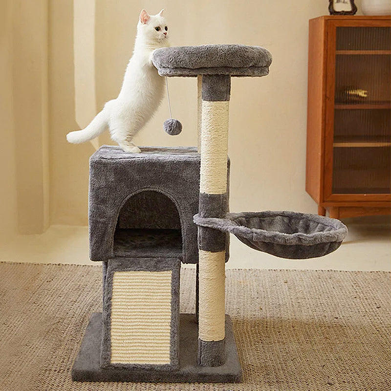 Multi-Level Cat Activity Centre with Dual Hideaways & Sisal Scratching Posts