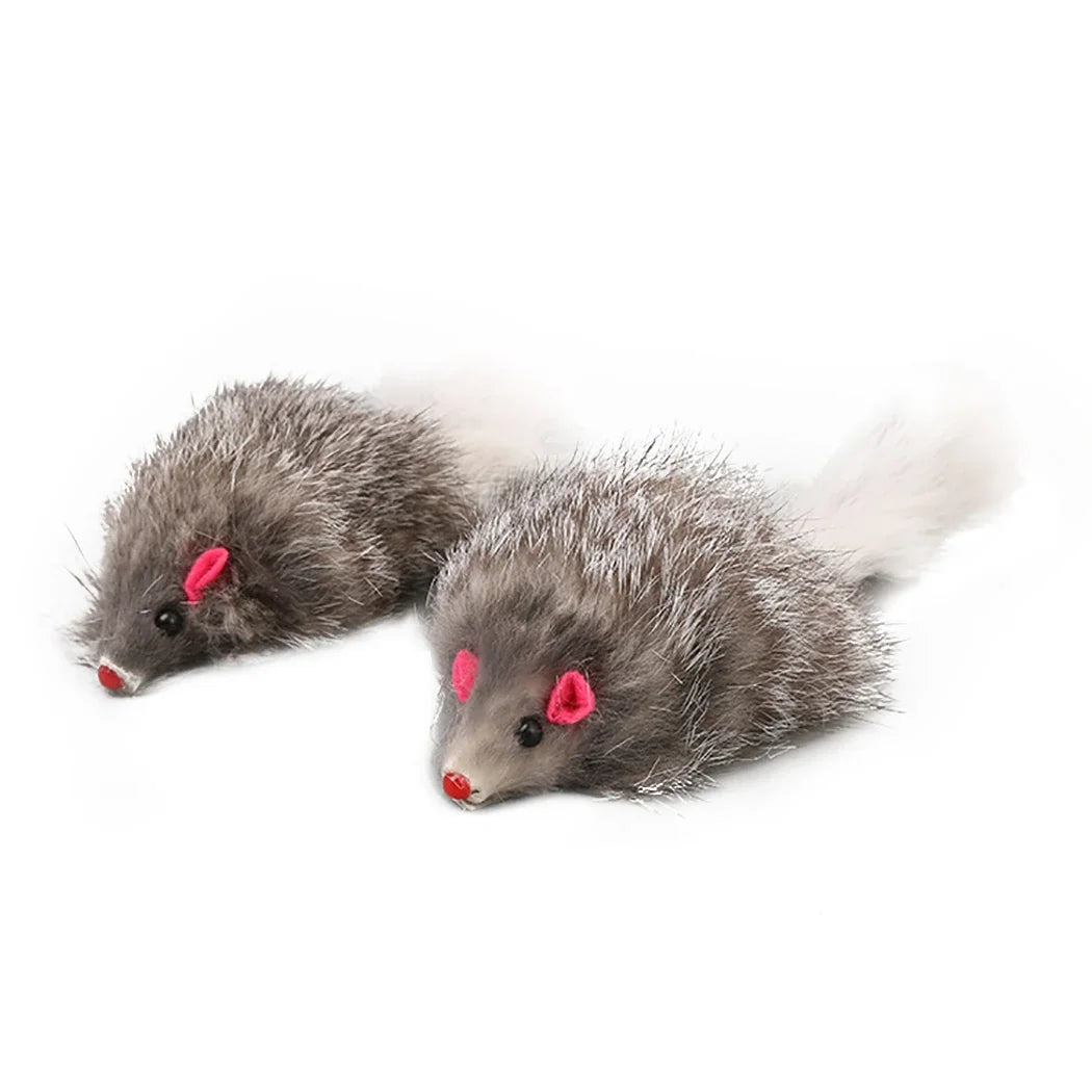 Realistic Mouse Cat Toy with Rabbit Fur - Natural Hunting Play Toy for Cats