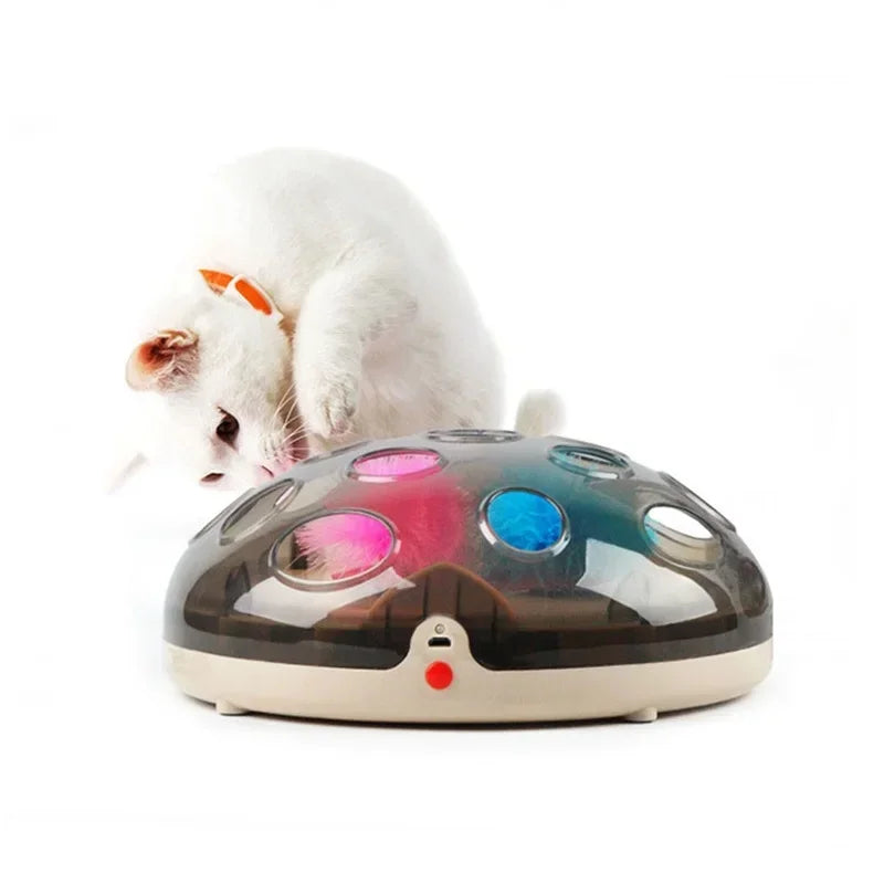 Magnetic Levitation Interactive Cat Toy - Rechargeable Rotating Feather Ball Chase Disc for Indoor Exercise and Mental Stimulation