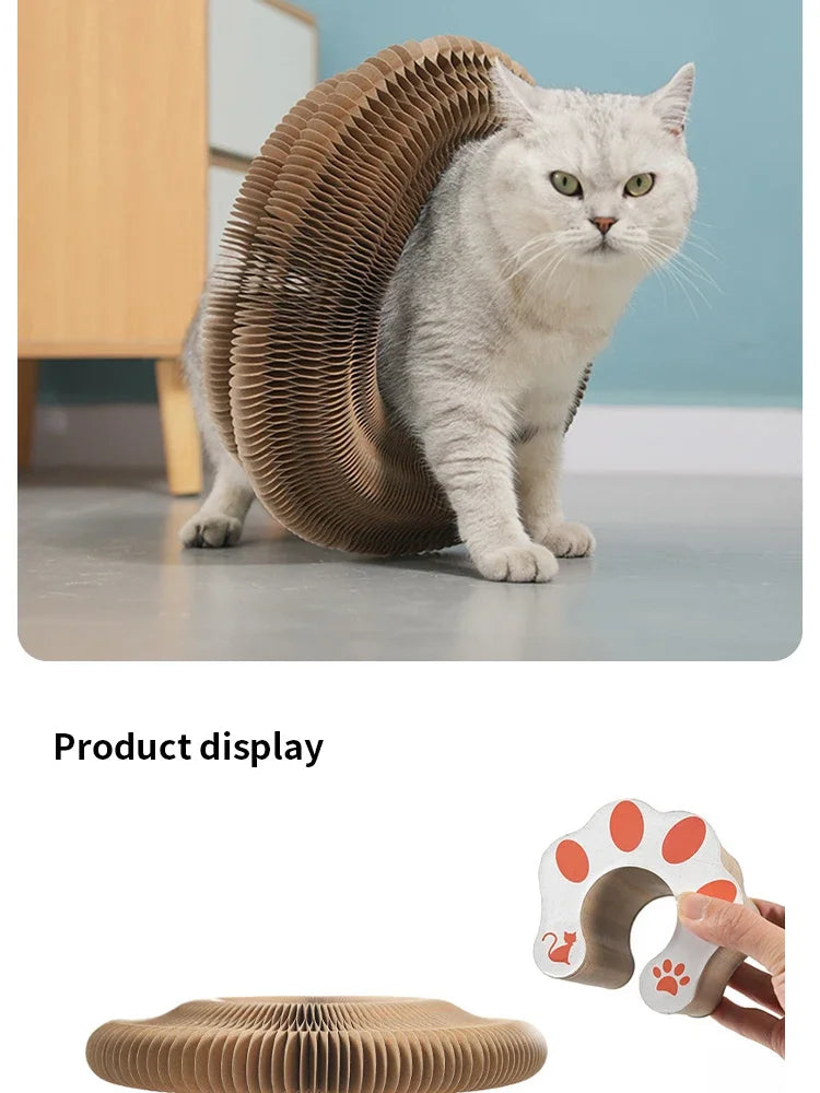 Transformable Cat Scratching Board - Magnetic Corrugated Cardboard Scratcher with Interactive Bell