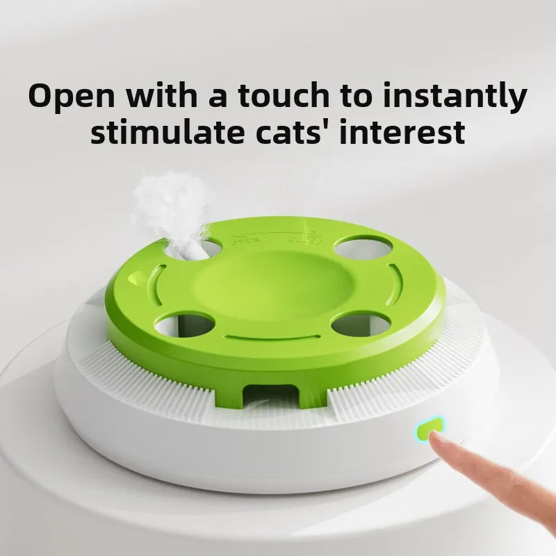 Interactive Cat Turntable Toy - Electric Rotating Feather Teaser with Automatic Motion for Indoor Cats and Kittens