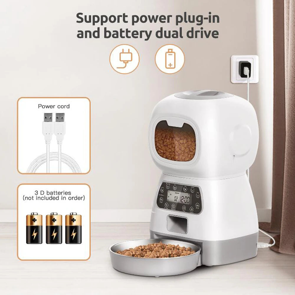 WiFi Smart Automatic Cat Feeder - 3.5L Voice Recording Pet Food Dispenser with App Control