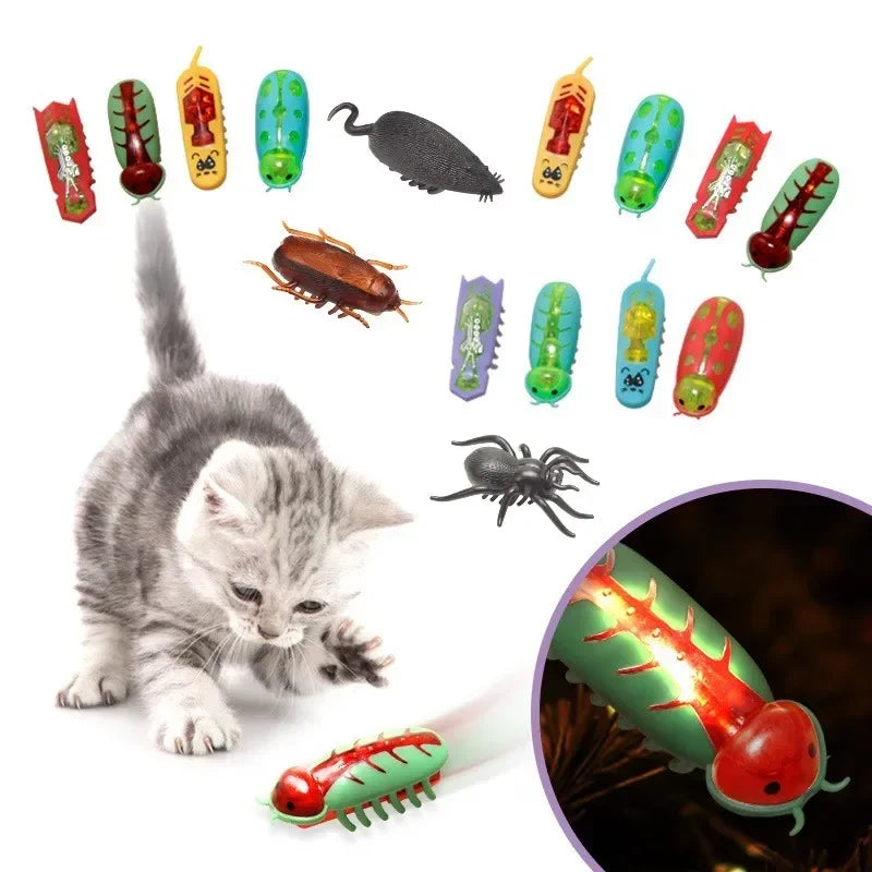 Interactive Electric Bug Cat Toy - Motion-Activated Vibrating Beetle with Obstacle Avoidance