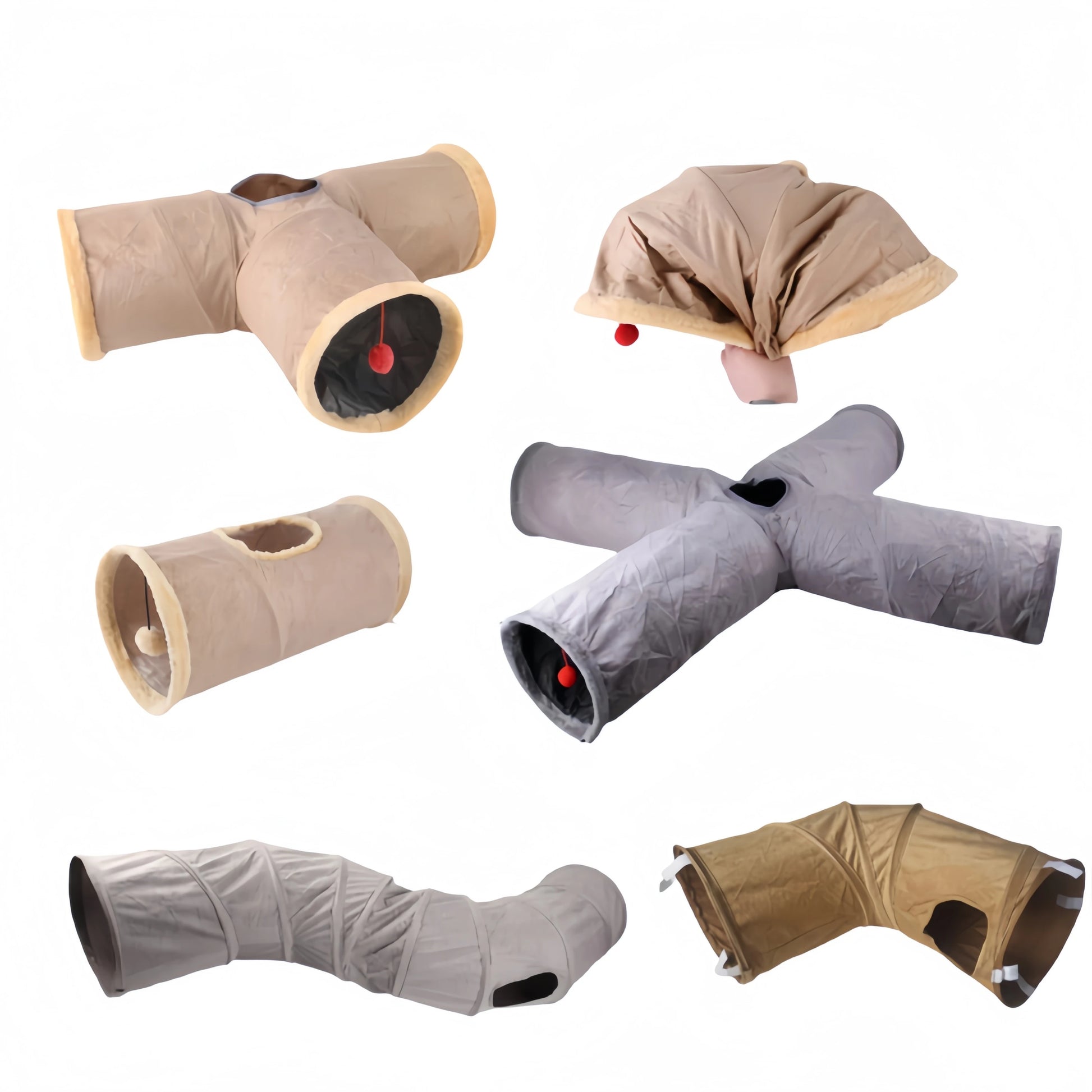 Collapsible Cat Tunnel - Interactive Play & Hide Toy for Cats, Kittens & Small Pets | Suede Finish | 2-Way & 3-Way Options Available