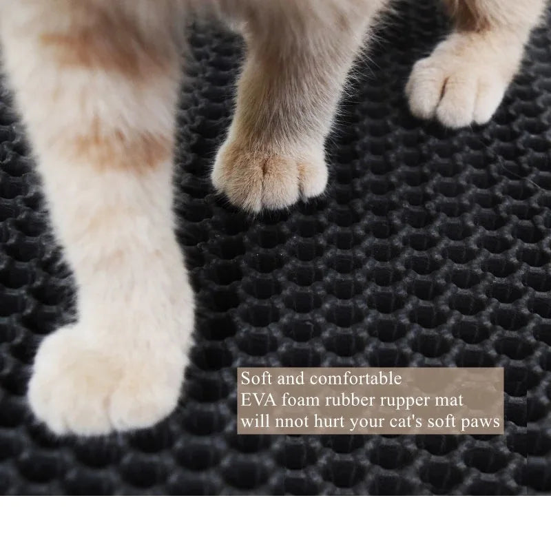 Premium Waterproof Cat Litter Mat - Double Layer Honeycomb Design with Anti-Tracking Technology