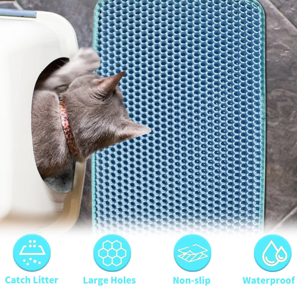 Premium Double-Layer Cat Litter Mat - Non-Slip Honeycomb Design with Superior Tracking Control
