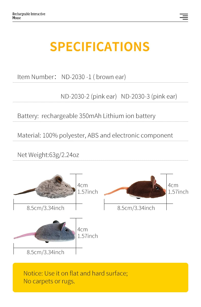 Interactive Electric Mouse Cat Toy - Realistic Moving Plush Pet Entertainment
