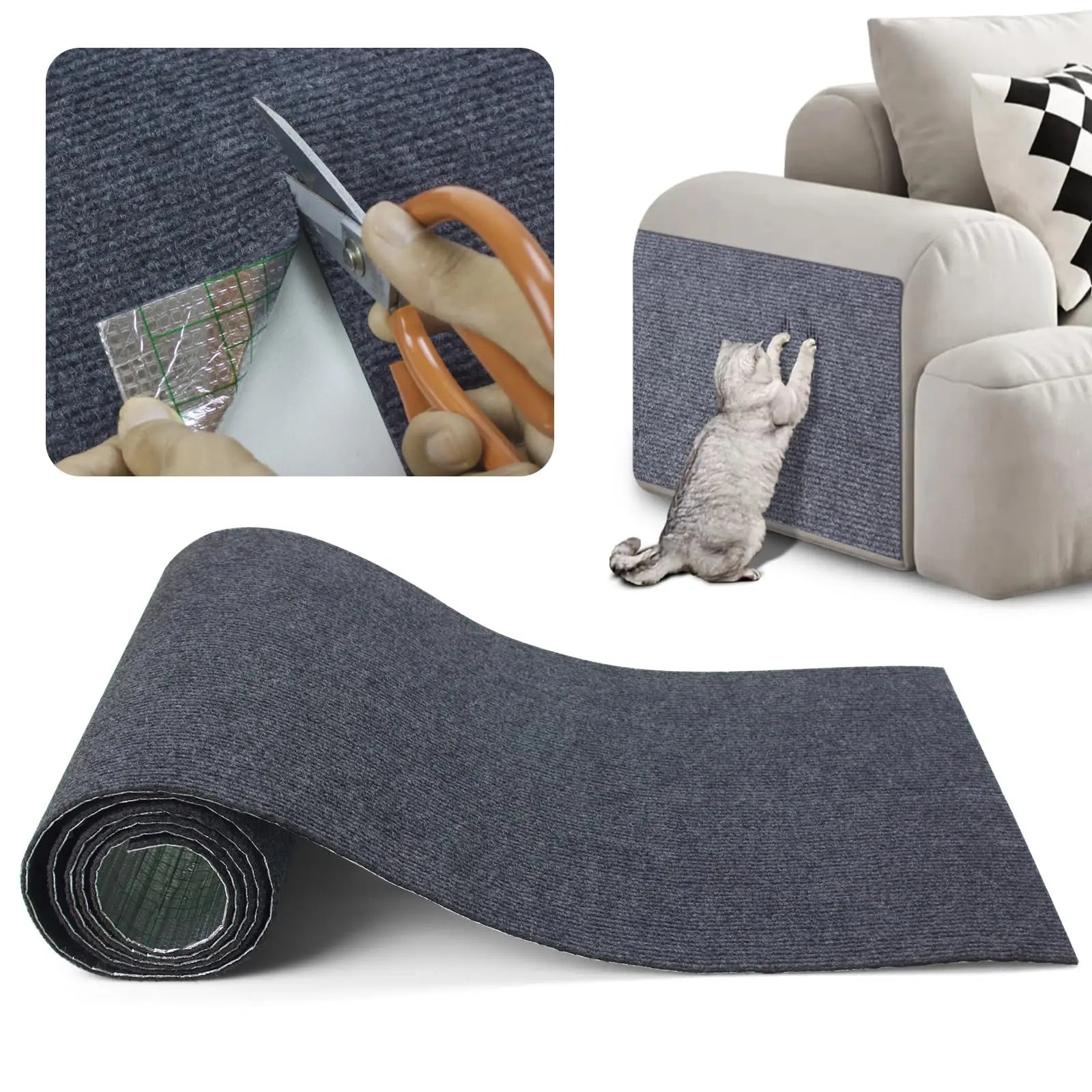 Self-Adhesive Cat Scratch Protection Mat - Furniture Guard for Sofas & Carpets | Trimmable Roll