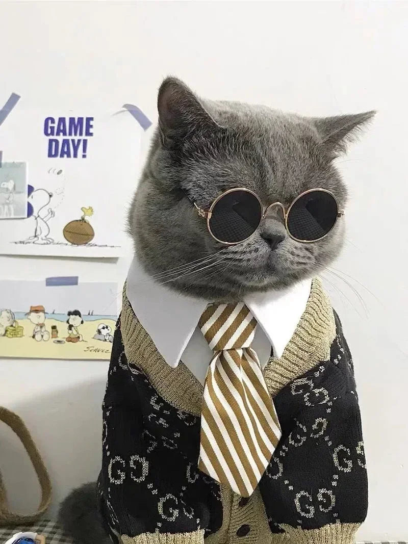 Cat Sunglasses with UV Protection - Cute Pet Photo Props for Cats & Small Dogs
