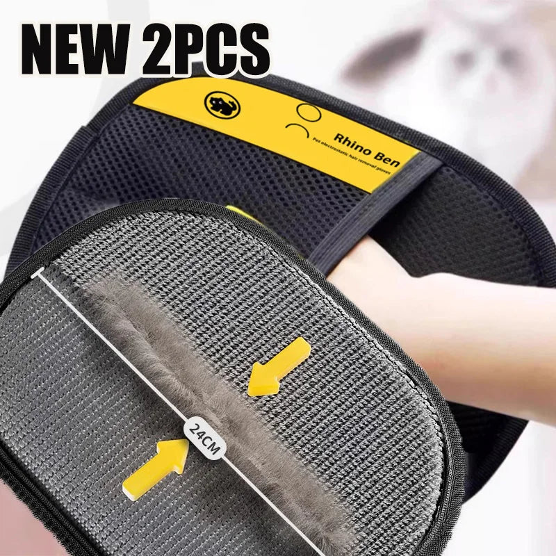 Professional Pet Grooming Gloves - Dual-Sided Hair Removal & Massage Tool for Cats