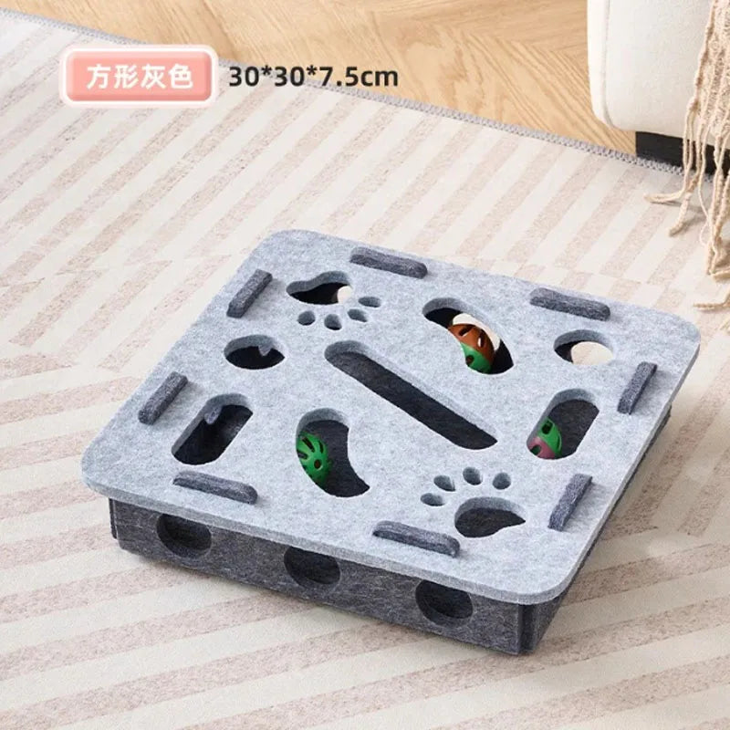 Interactive Cat Puzzle Toy - Multi-Level Hunting Game with Felt Surface & Multiple Play Modes