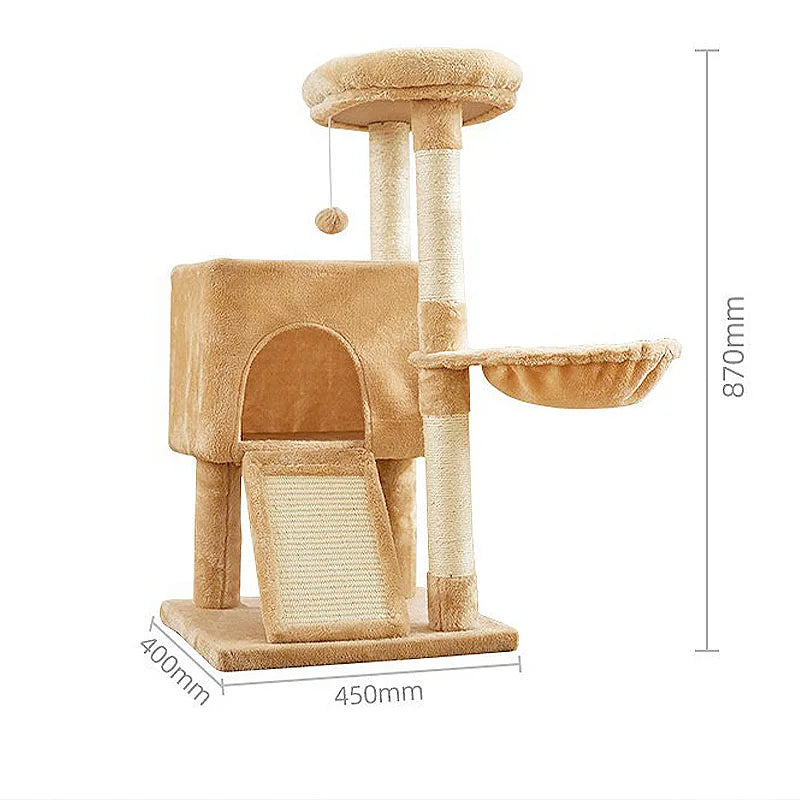 Multi-Level Cat Activity Centre with Dual Hideaways & Sisal Scratching Posts