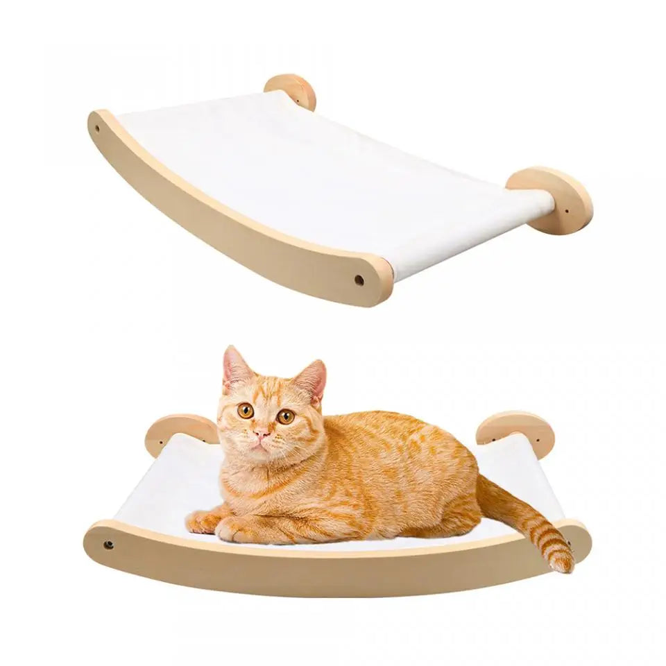 Wooden Cat Wall Climbing System - Modular Shelves & Scratching Posts with Sisal Rope