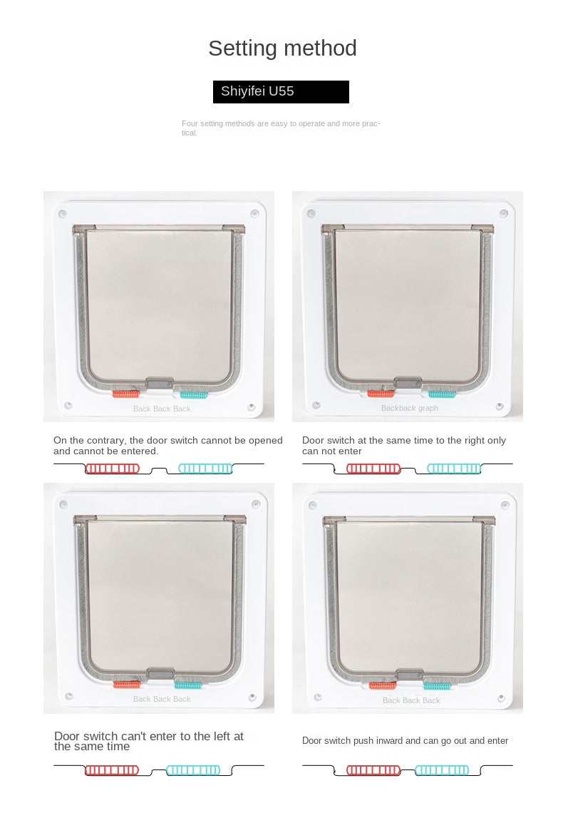 Cat Flap Door with 4-Way Lock - Small/Large Security Pet Door for Cats & Small Dogs