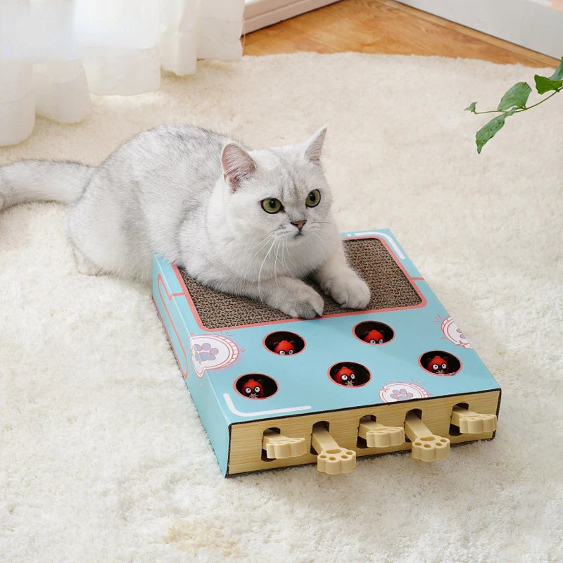 Interactive Whack-a-Mole Cat Scratching Board - Multi-Function Puzzle Toy with Claw Care