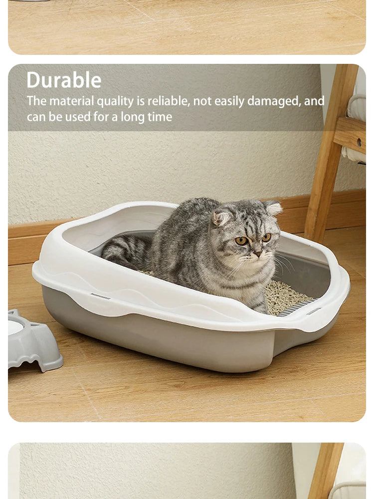 Semi-Enclosed Cat Litter Box - Large Splash-Proof Design with Anti-Tracking Pedal Ventilation System