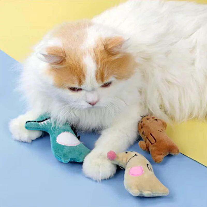 Catnip Plush Cat Toy - Soft Bite-Resistant Cartoon Animal for Dental Health, Play & Comfort