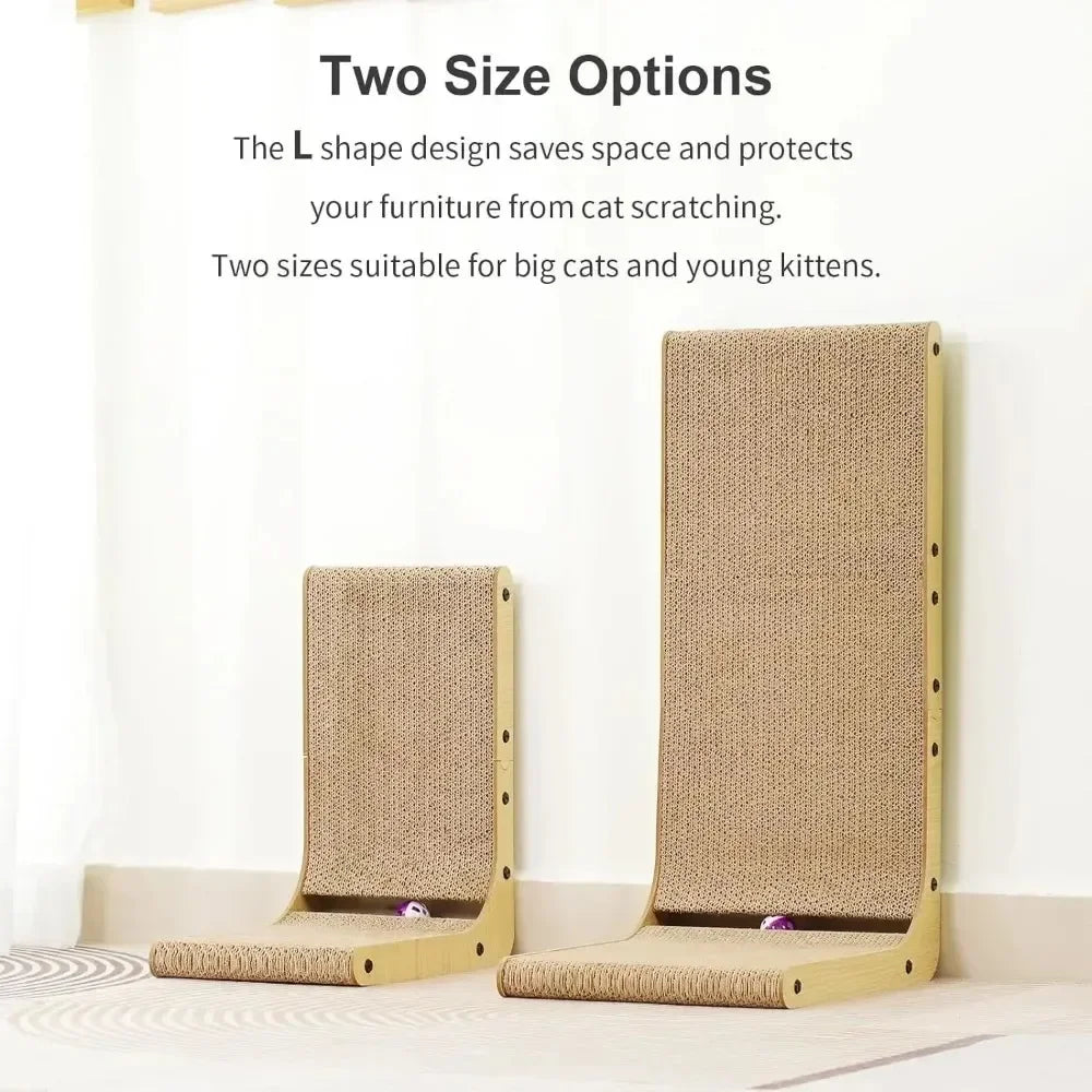 Vertical Cat Scratching Post - Double-Sided Wood Scratcher with Interactive Ball Toy & Furniture Protection
