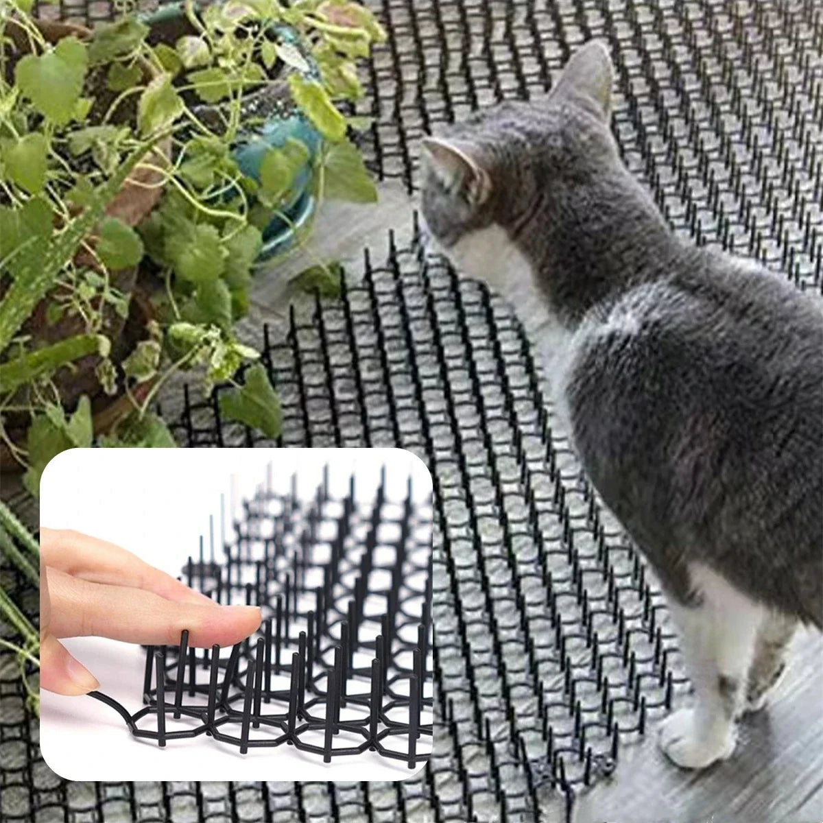 Cat Deterrent Mat - Humane Garden & Furniture Protector for Indoor & Outdoor Use
