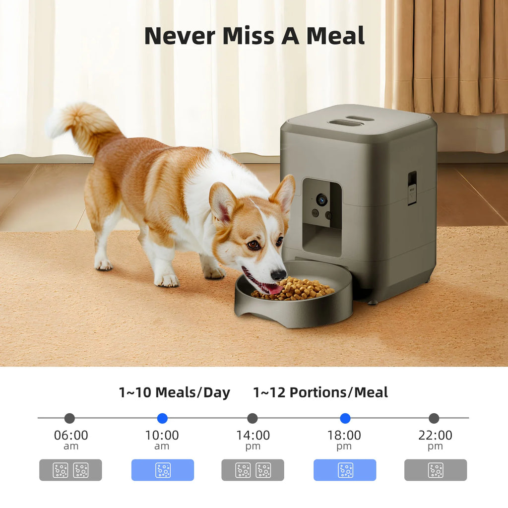 ZYFeeder 2L Smart Automatic Cat Feeder with Wi-Fi Camera - Remote Controlled Pet Food Dispenser for Cats and Dogs (Mains Adaptor Not Included)