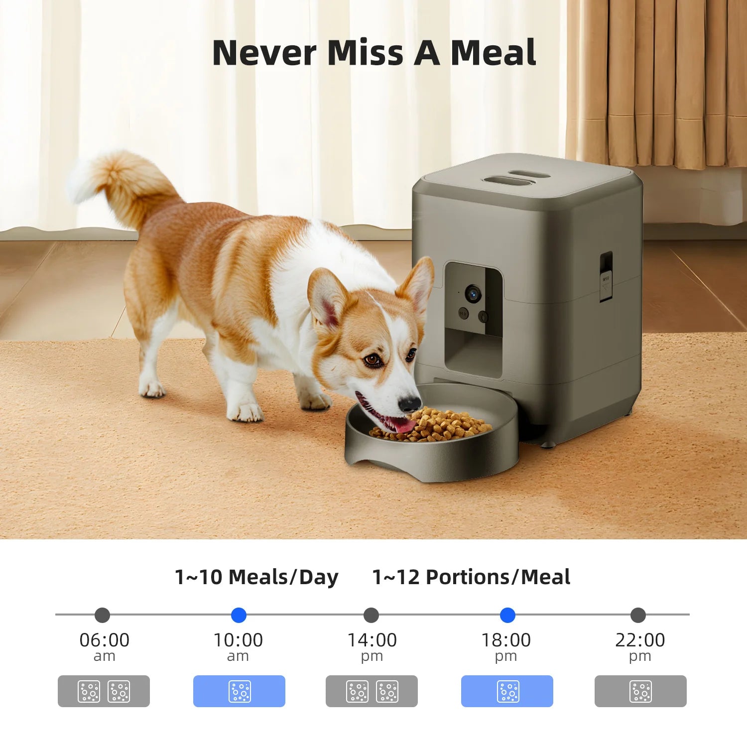 ZYFeeder 2L Smart Automatic Cat Feeder with Wi-Fi Camera - Remote Controlled Pet Food Dispenser for Cats and Dogs (Mains Adaptor Not Included)
