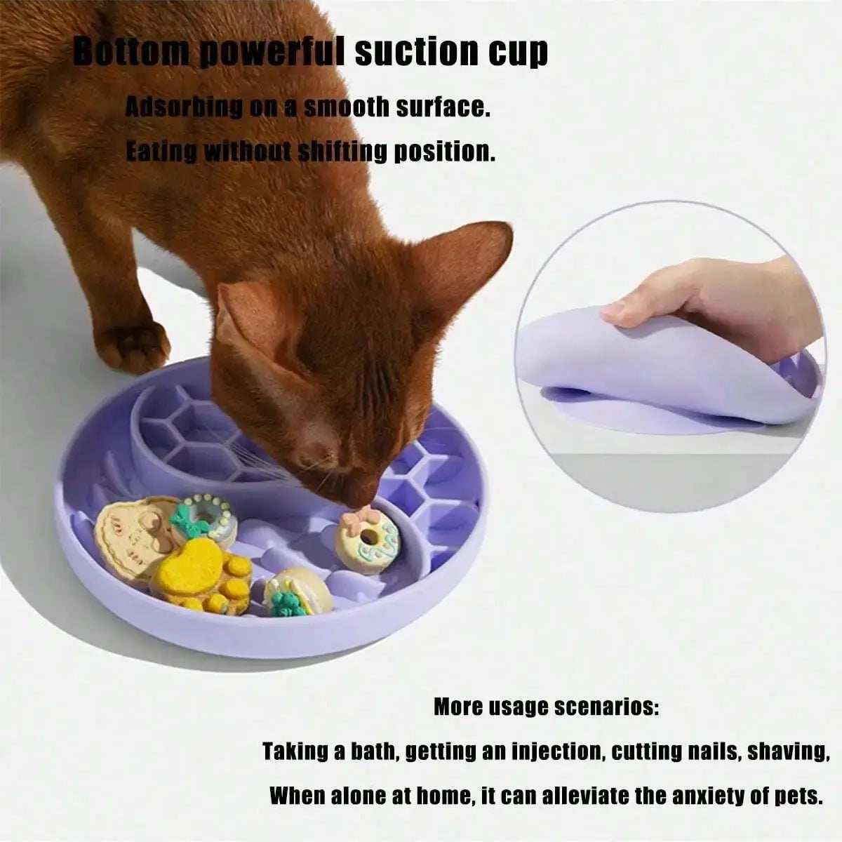 Multi-Functional Cat Slow Feeder Mat - Food-Grade Silicone Licking Pad with Anti-Choking Design