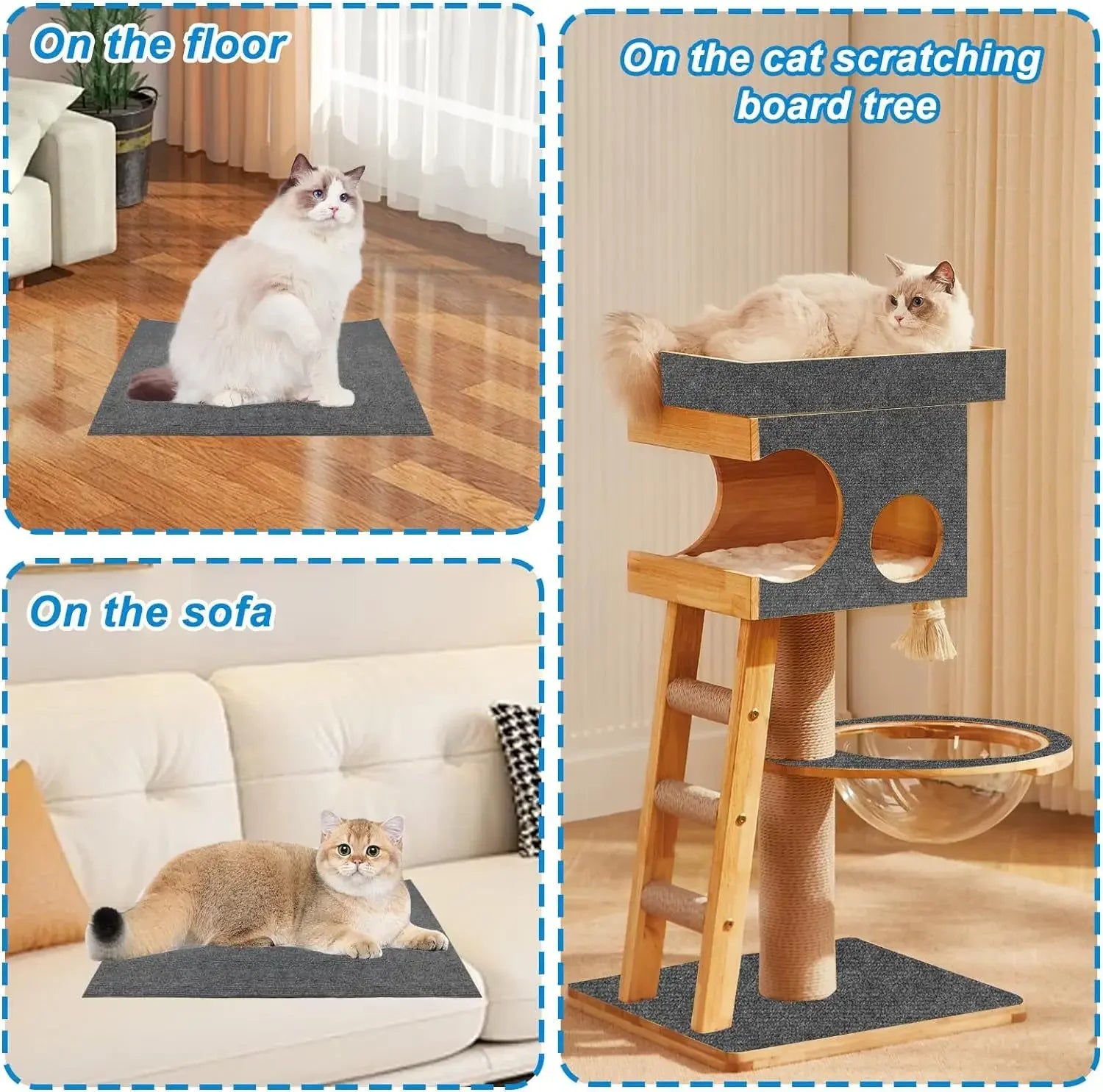 Self-Adhesive Cat Scratching Mat - Trimmable Furniture Protector for Sofas, Corners and Walls