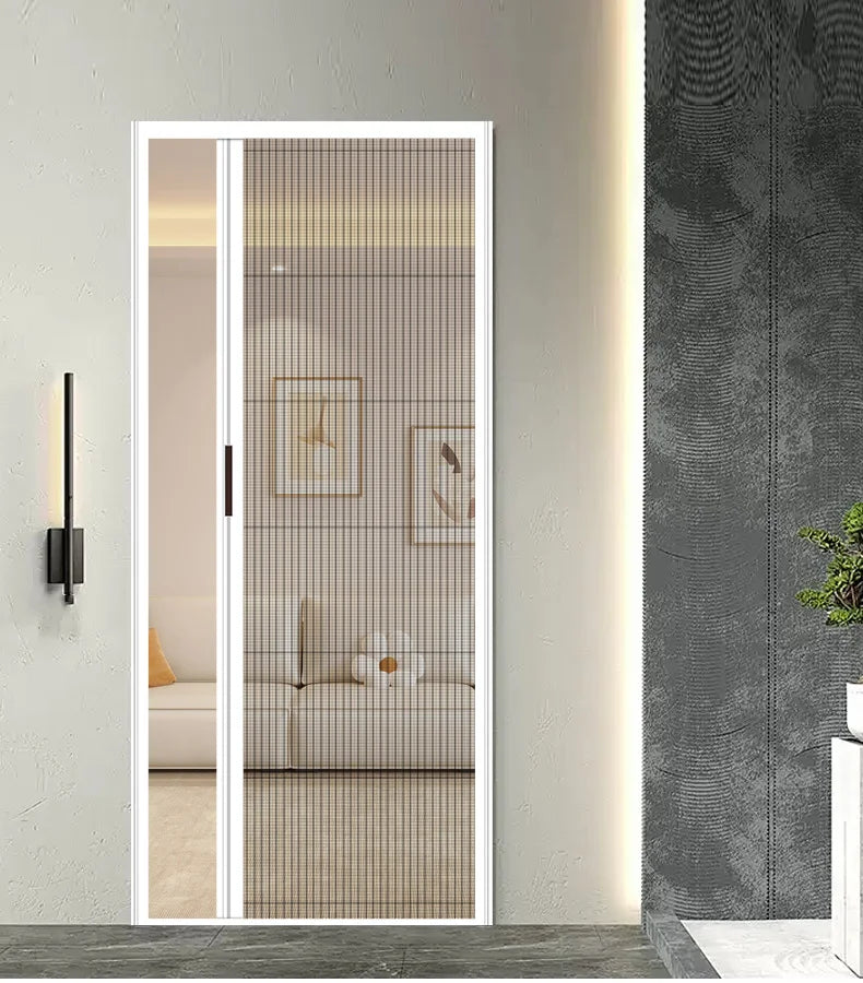 Cat-Safe Retractable Screen Door - Keep Cats In & Insects Out, No-Drill Mesh Barrier, Aluminium Frame for Fresh Air Without Escape Risks