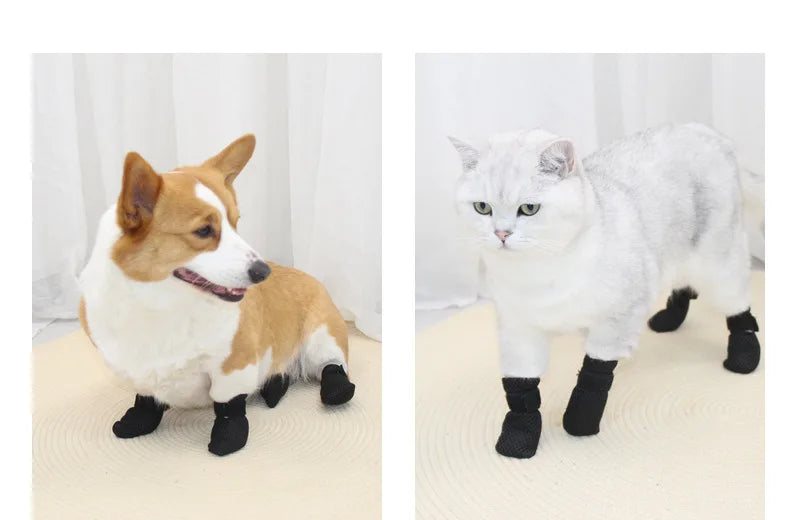 Cat Paw Protector Socks - Soft Anti-Scratch Booties with Secure Velcro Fastening for Indoor Cats
